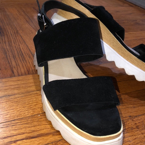 Sol Sana Traci chunky black suede wedge sandals w ankle strap - Picture 8 of 8